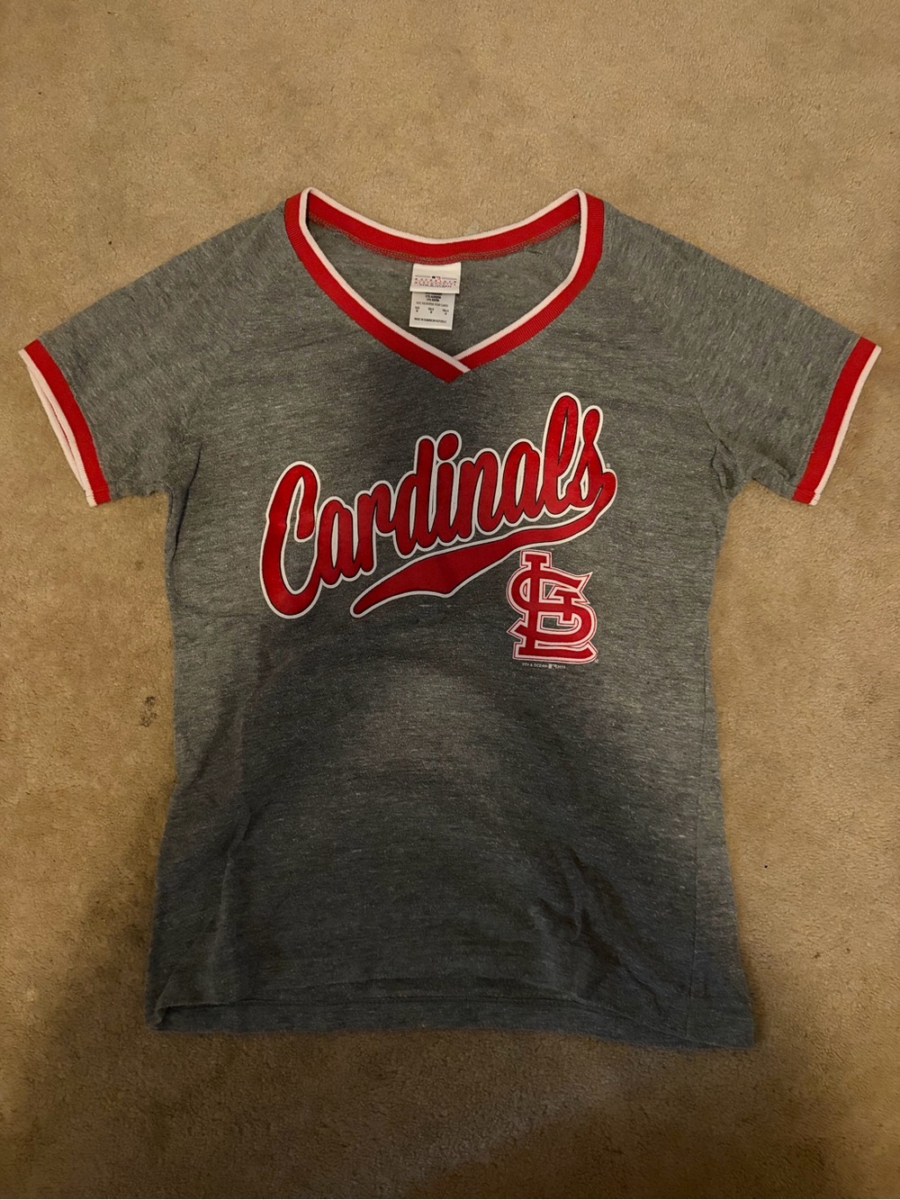 Girls' Gray & Red Cardinals V-Neck Short Sleeve Tee